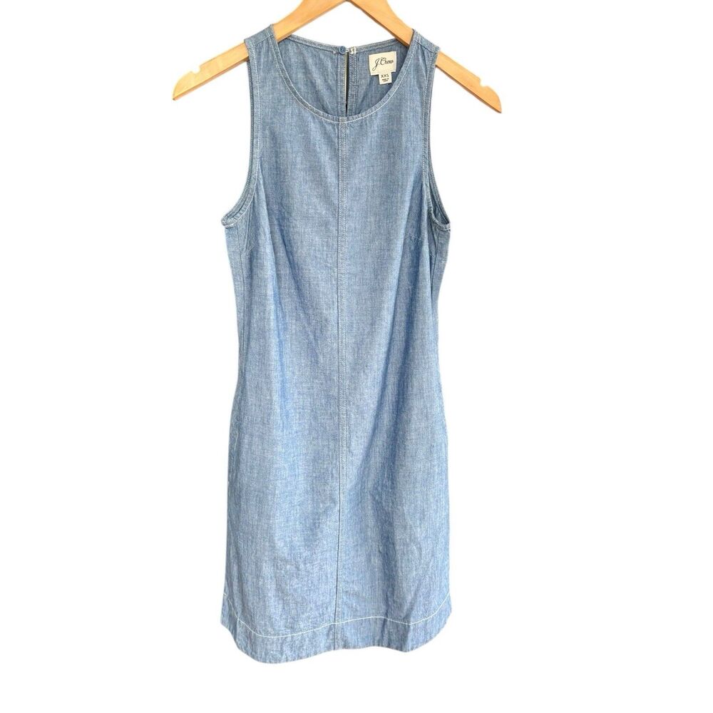 J.Crew Button-Back Chambray Shift Dress XXS Spring Blossom Wash NWT AW338